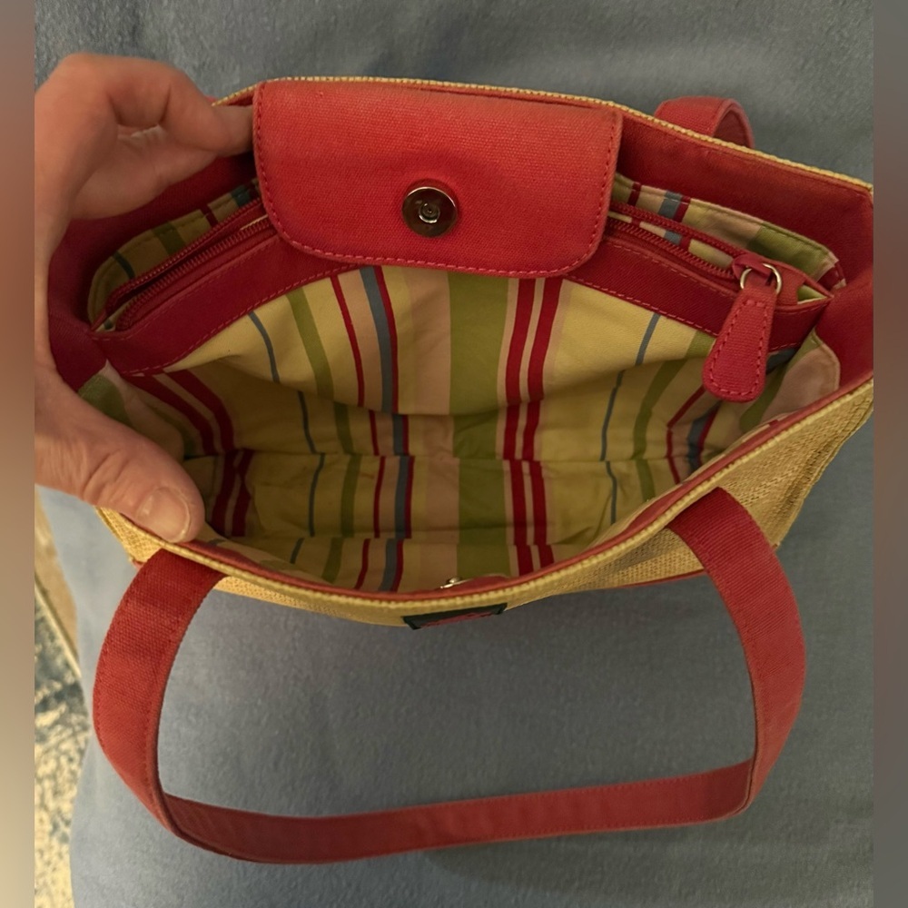 Beverly Hills Polo Club Canvas Tote Handbag - Double Handle Beach Summer - Picture 4 of 7